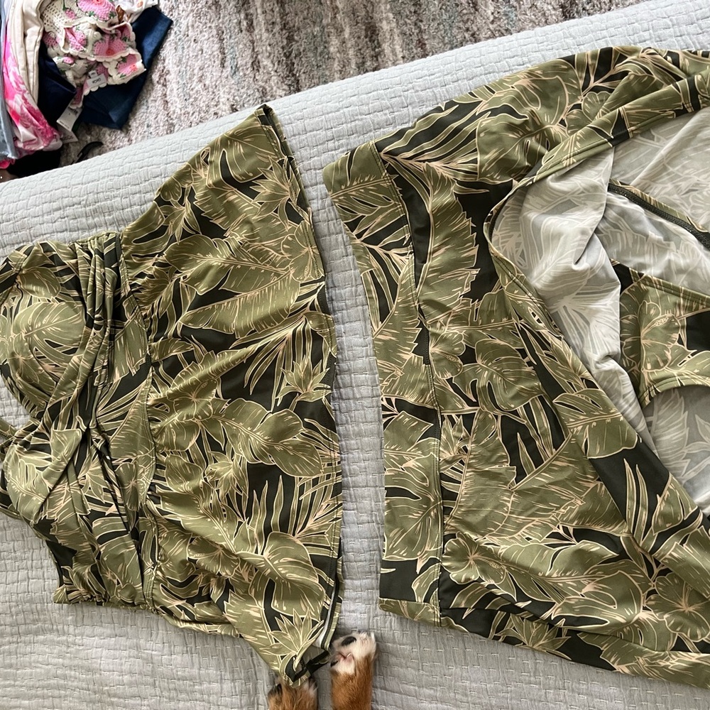 Denim&Co Green Leaf Print Swimsuit